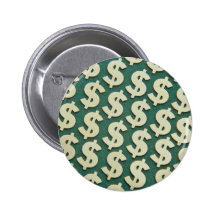 Beautiful Gold dollar signs Pinback Buttons