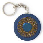 Beautiful gold ornament on blue key chains
