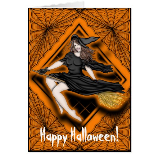 Beautiful Halloween Witch Greeting Cards