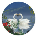 Beautiful heart swans red flowers 1 stickers