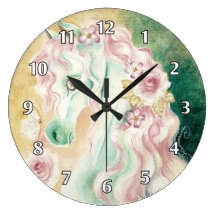 Beautiful Horse with Pink Mane Round Wallclocks