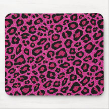 Beautiful hot pink leopard skin glitter shine mouse pads