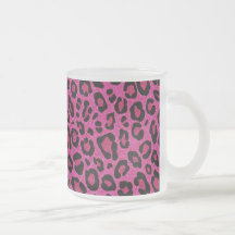 Beautiful hot pink leopard skin glitter shine coffee mug