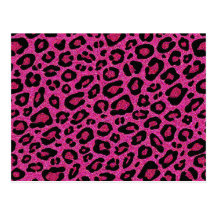 Beautiful hot pink leopard skin glitter shine post card