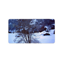 Beautiful house in winter snow personalized address label