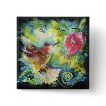 Beautiful Hummingbird Button