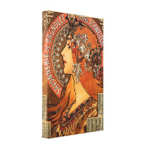 Beautiful ladies profile - Mucha Stretched Canvas Prints