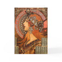 Beautiful ladies profile - Mucha Greeting Card