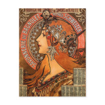 Beautiful ladies profile - Mucha Postcards
