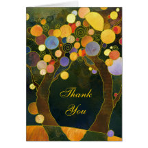 Beautiful Love Trees Wedding Thank You Folded Card