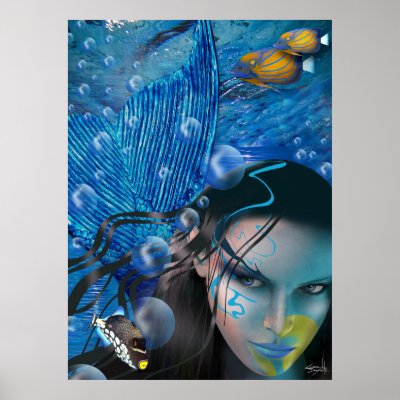 Beautiful Mara Mermaid Poster by CherylDanielsart