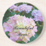 Beautiful Mom! sandstone coaster Pink Hydrangeas