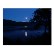 Beautiful Moon Rise Reflecting off Lake Water Post Card