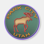 Beautiful Moose Medallion Park City Souvenir Refrigerator Magnet