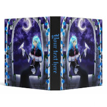 Beautiful Mysterious Anime Girl with a dove 1" 3 Ring Binder