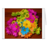 beautiful neon flower bouquet greeting card