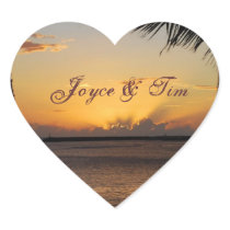 Beautiful ocean sunset heart sticker