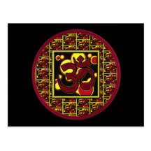 Beautiful Om Aum Symbol w/Circles and Squares Postcard