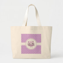 Beautiful Owl with Pastel Polka Dots Lavender Bags