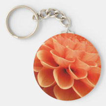 Beautiful Peach Coloured Dahlia Flower Petals Keychains