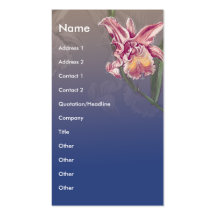 beautiful pink orchid on deep blue business card templates