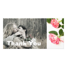Beautiful pink roses, thank you photo card