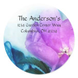 Beautiful Purple & Blue Flower Address Labels Round Sticker