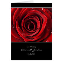 Beautiful Red Rose Wedding Card Invite -Black
