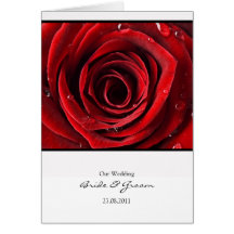 Beautiful Red Rose Wedding Card Invite -White