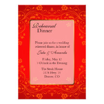 Beautiful Red Wedding Rehearsal Dinner Invitation