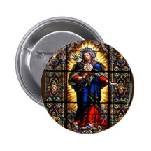 Beautiful Religious Sacred Heart of Virgin Mary Pinback Button