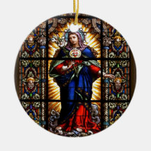 Beautiful Religious Sacred Heart of Virgin Mary Ornaments