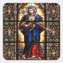 Beautiful Religious Sacred Heart of Virgin Mary Square Sticker