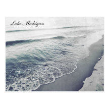 Beautiful Retro Lake Michigan Shoreline Beach Post Card