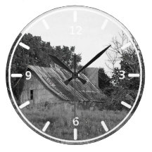 Beautiful Rustic Barn B & W Photo Near KCMO Wall Clocks