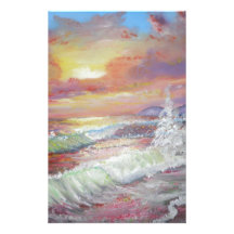 Beautiful Seascape 18x24" canvas oil Personalized Stationery