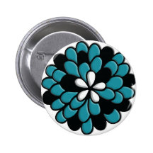Beautiful Stained Glass Teal Torquoise Flower Buttons