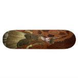 Beautiful Steampunk Girl Gears Skateboard