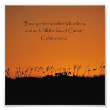 Beautiful Sunset Galations 6:2 Bible Verse Print Art Photo