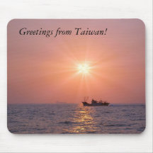 Beautiful Sunset Over Ocean with Ship Mousepad