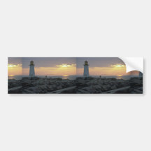 Beautiful Sunset: Peggy's Cove Light House, Nova S Bumper Stickers