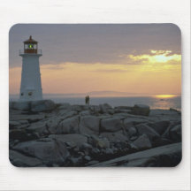 Beautiful Sunset: Peggy's Cove Light House, Nova S Mousepad