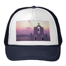 Beautiful Sunset: Santorini Fira at sunset, Greece Hat