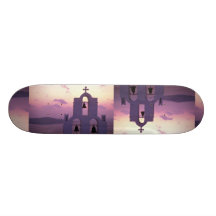Beautiful Sunset: Santorini Fira at sunset, Greece Skate Deck