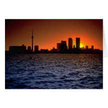 Beautiful Sunset: Toronto skyline at sunset, Ontar Cards