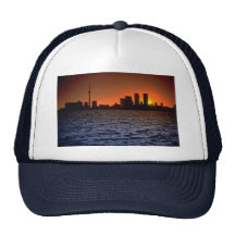 Beautiful Sunset: Toronto skyline at sunset, Ontar Mesh Hats