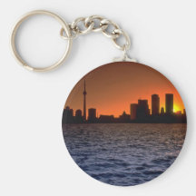 Beautiful Sunset: Toronto skyline at sunset, Ontar Key Chain