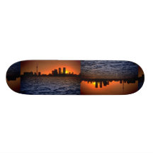 Beautiful Sunset: Toronto skyline at sunset, Ontar Skate Deck