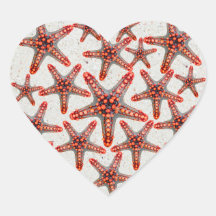 Beautiful Vibrant Red Starfish Sand Ocean Sealife Sticker