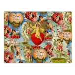Beautiful Vintage Valentine Love Cherub Collage Postcard
